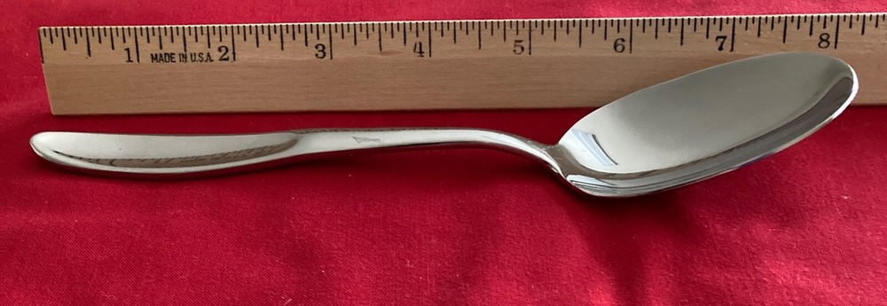 Bowring Unknown Pattern Groove Handle Soup Spoon 7/8" Stainless Steel Flatware