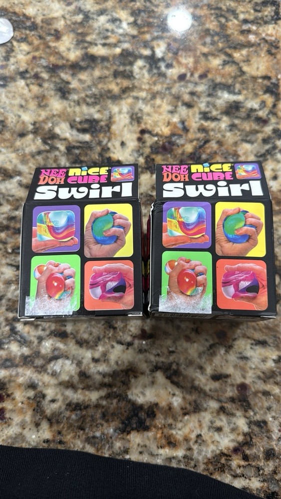 NeeDoh Nice Cube Swirl Super Solid Squish Squeeze Multicolor 2-Pack