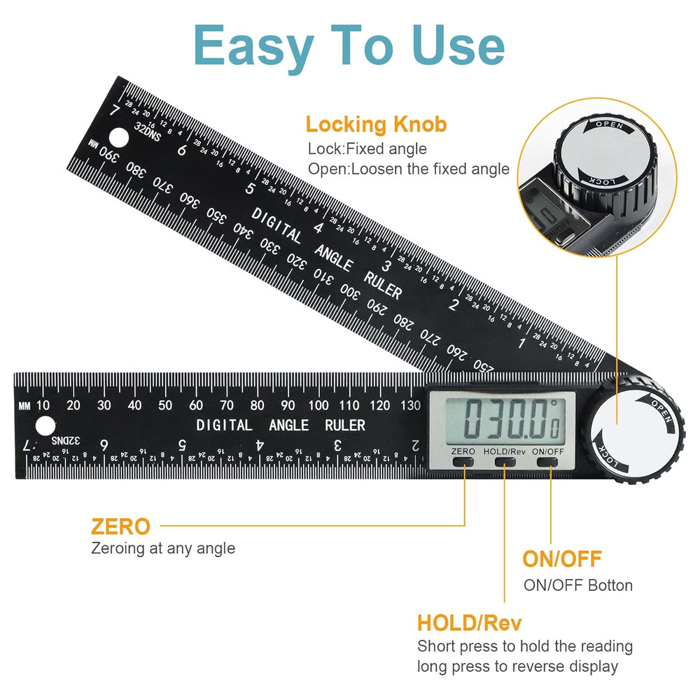 Third Generation Protractor Angle Finder, Digital Angle Ruler with 7Inch/200Mm,