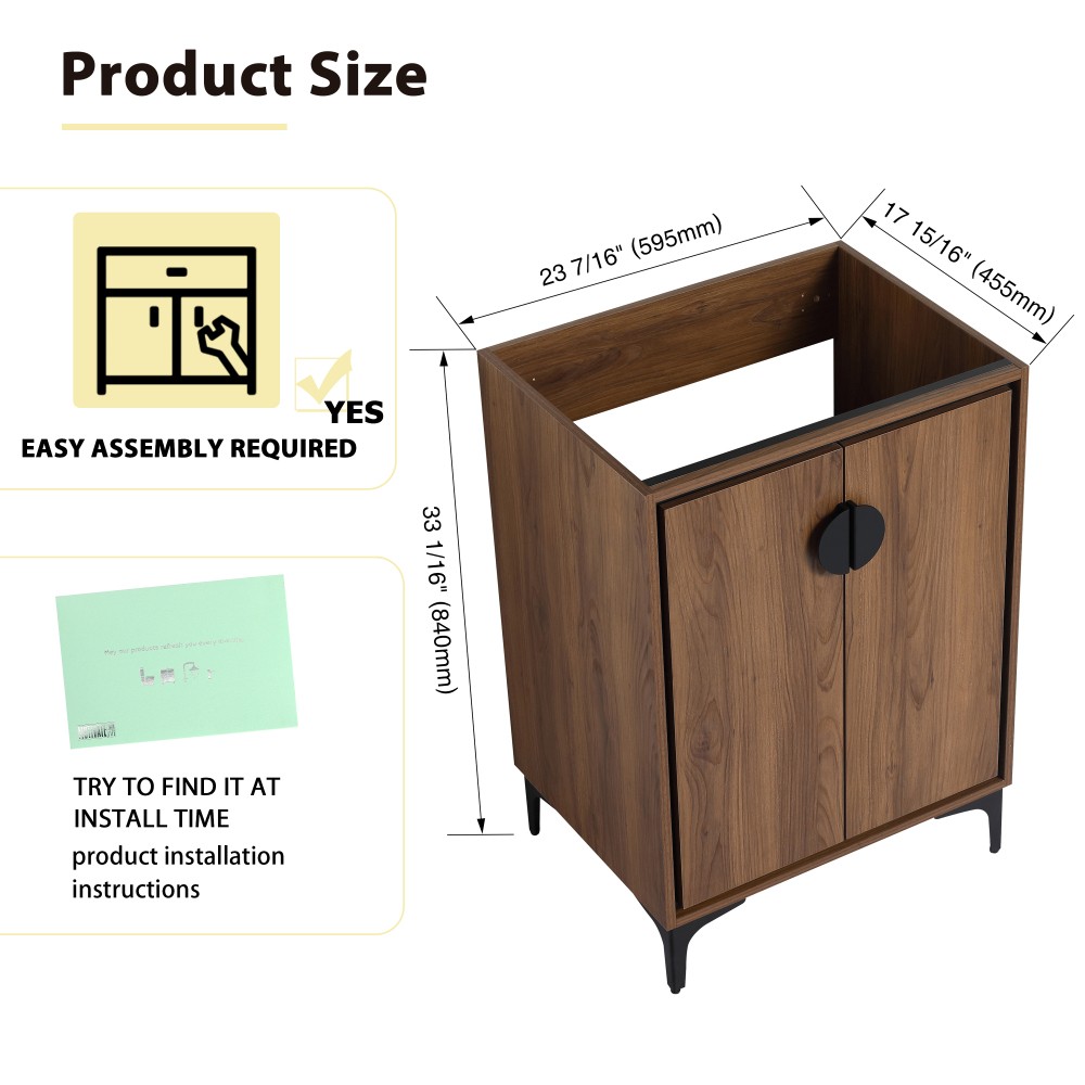 Vanity with Double Soft-Close Doors for Bathrooms Without Sinks