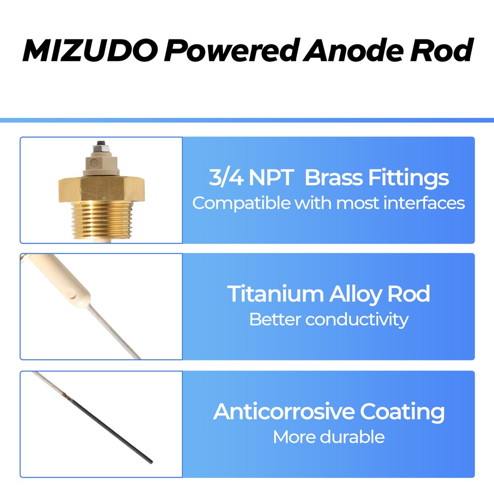 Titanium Powered Anode Rod 3/4'' NPT Eliminates Smell for all Tank Water Heater