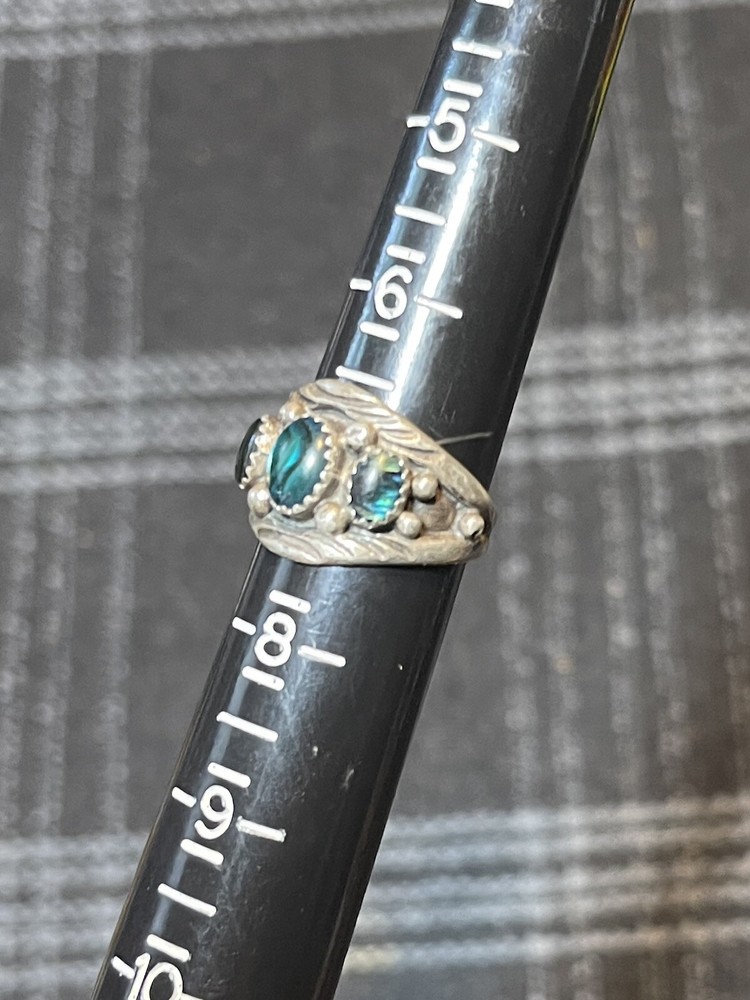 Native American Malachite Sterling Silver Ring Size 7 - Signed “SC”
