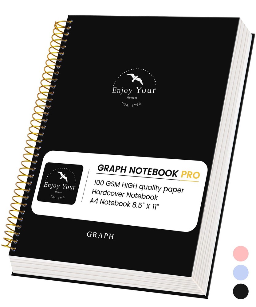 FLYING EAGLE 8.5 x 11 Large Graph Notebook Journal Spiral Graph, Black