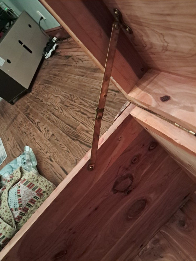 Vintage Red Cedar Blanket Chest with Brass Hardware, Solid Bedroom Storage