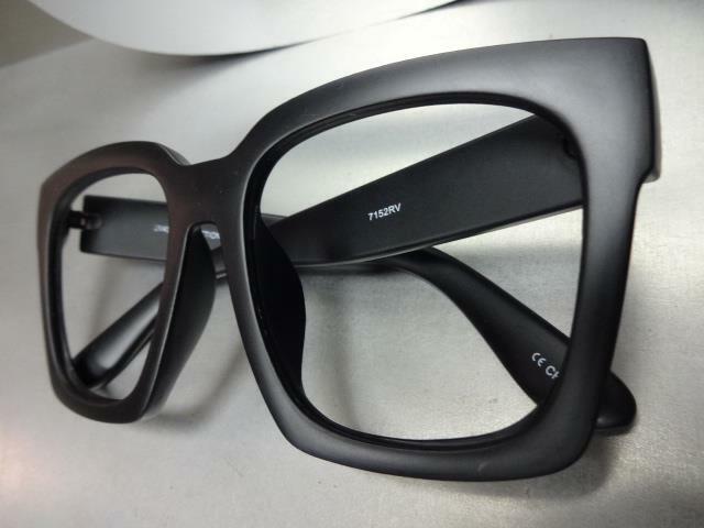 Oversized Exaggerated Thick Square Black Lensless Eye Glasses Frame Only NO Lens