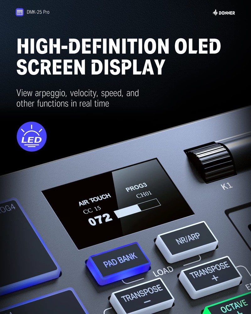 Donner USB-C MIDI Keyboard Controller, 25 Key With DAW Software DMK 25 Pro Black