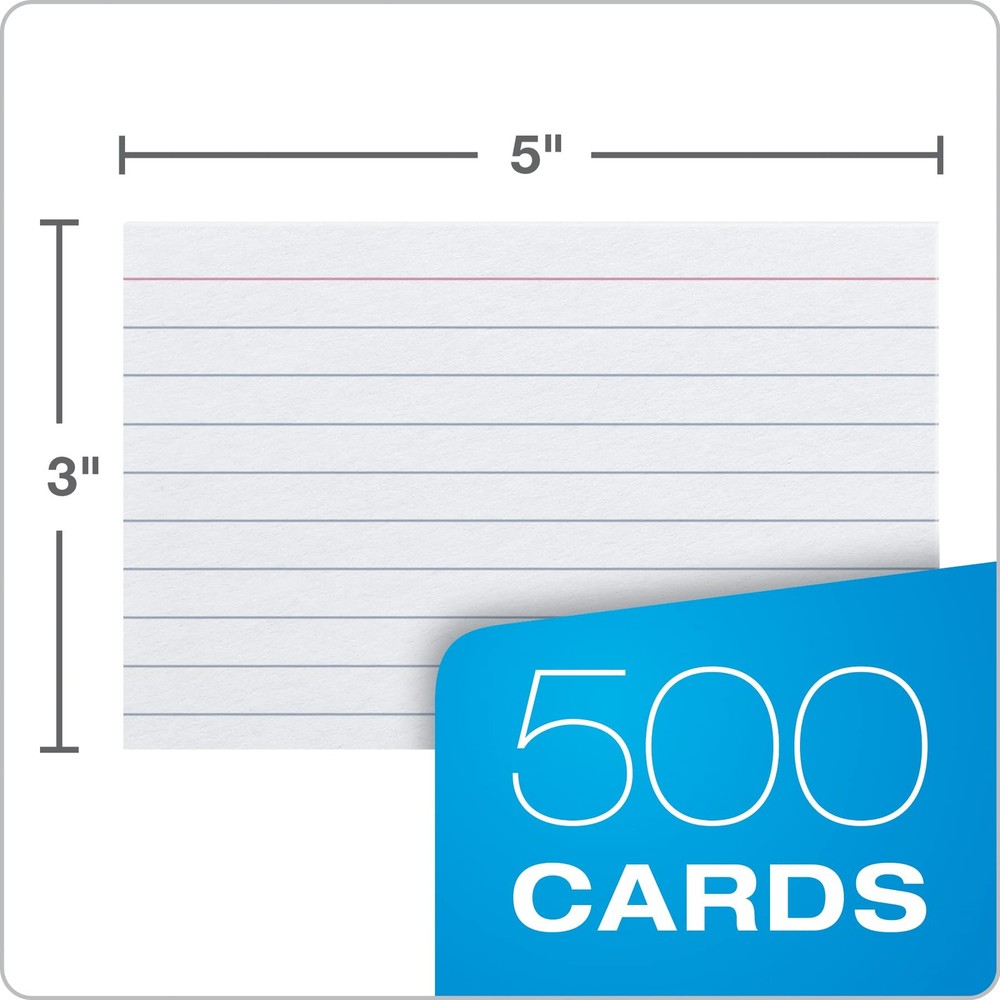 3x5 Index Cards 500 Count Lined White Flashcards Study Note Cards
