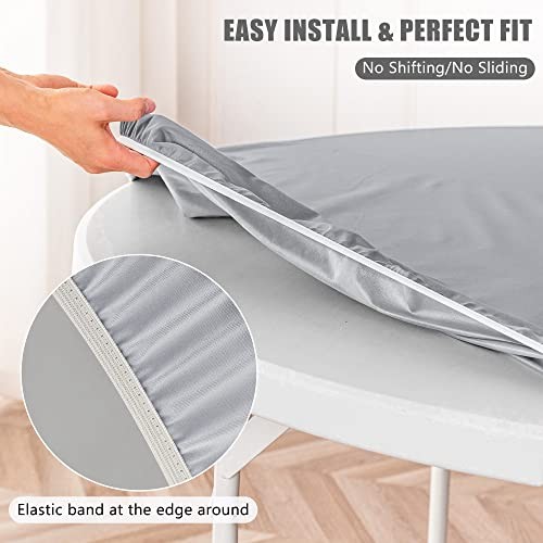 Round Fitted Tablecloth 2 Pack, Fit Table up 32"-36" Diameter Silver