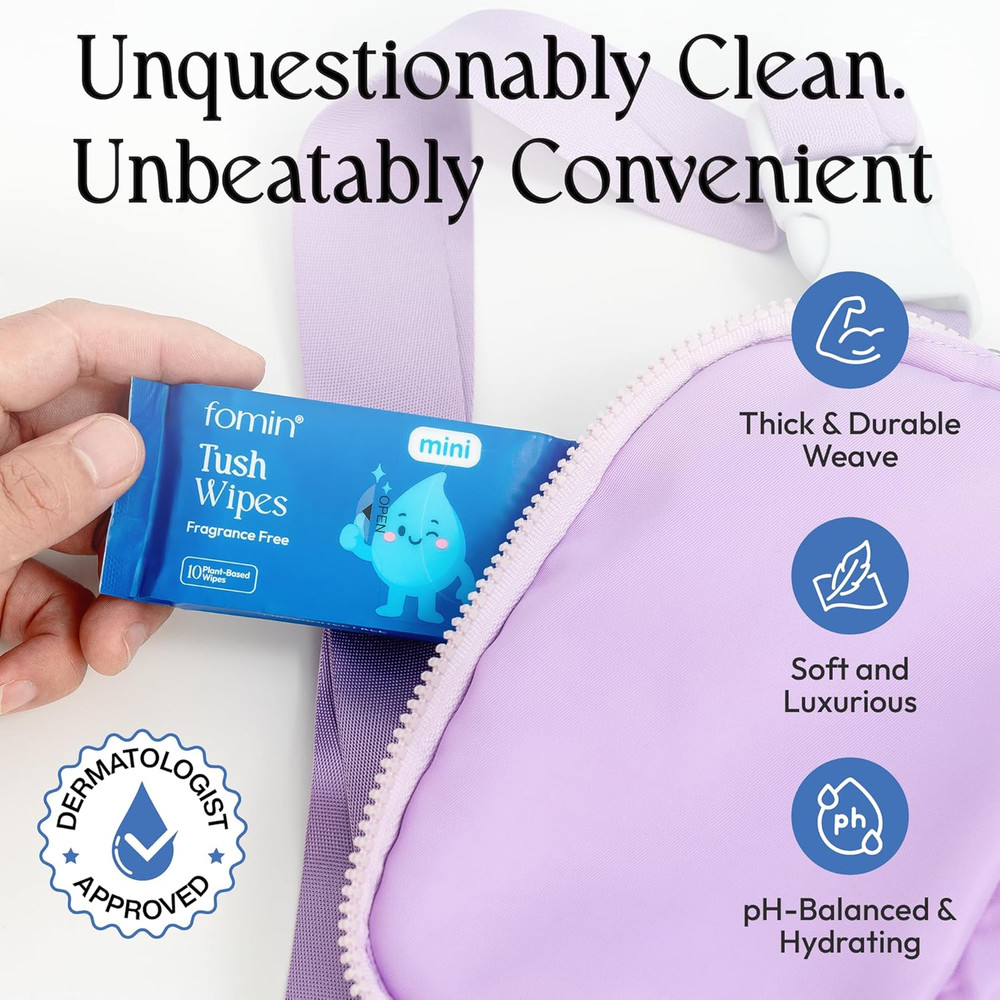 Fomin Unscented Flushable Wipes 8 Pack - Biodegradable & Hypoallergenic