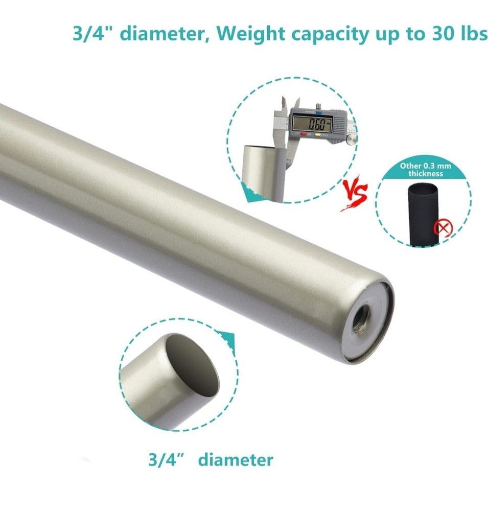 2 Pack Decorative Window Curtain Rod with Brackets 48-84" Nickel