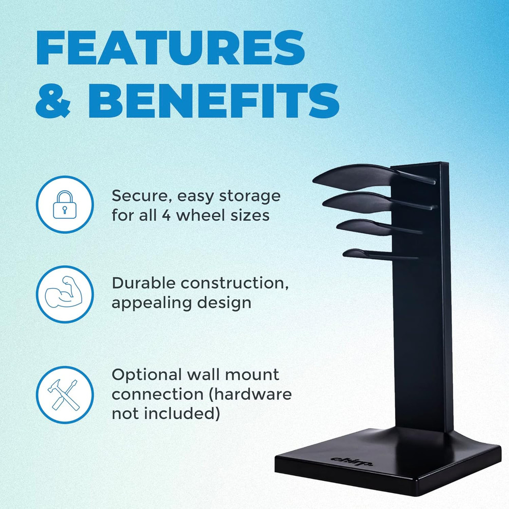 Wheel Rack - Storage for Muscle Massage Rollers, Secure & Easy Storage for All 4