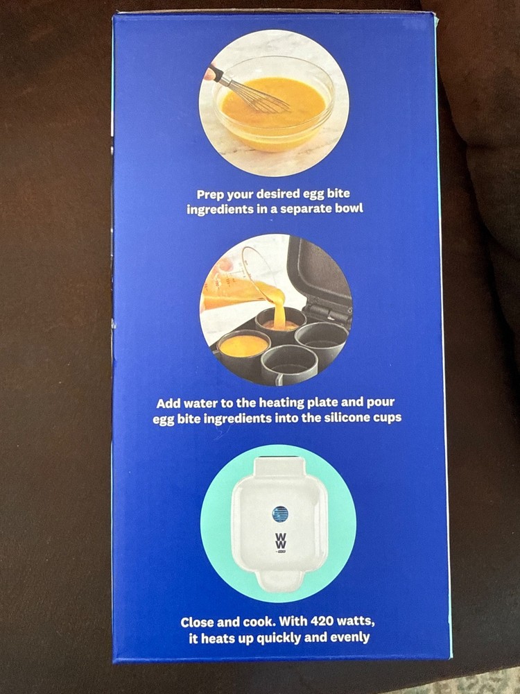 WW Dash Egg Bite Maker with manual and recipe guide