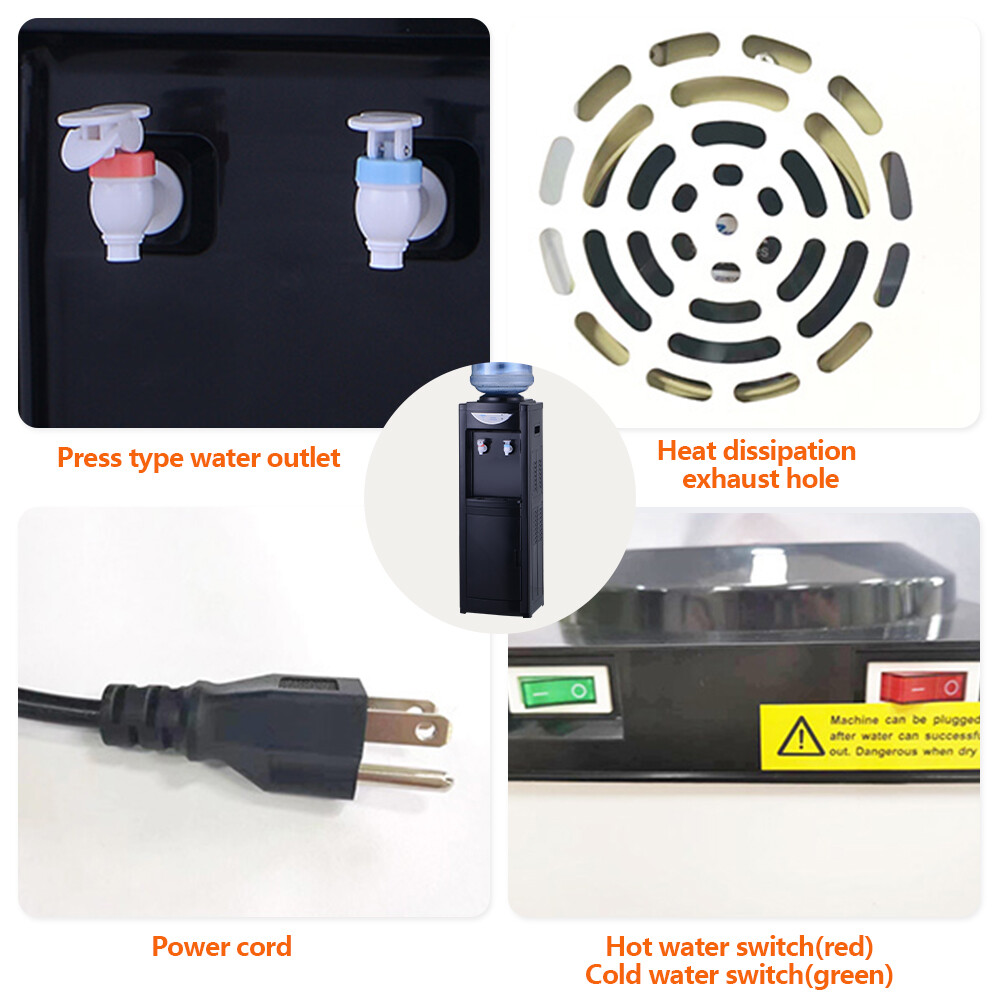 3-5 Gallon Hot & Cold Water Cooler Dispenser Top Loading with Storage Cabinet