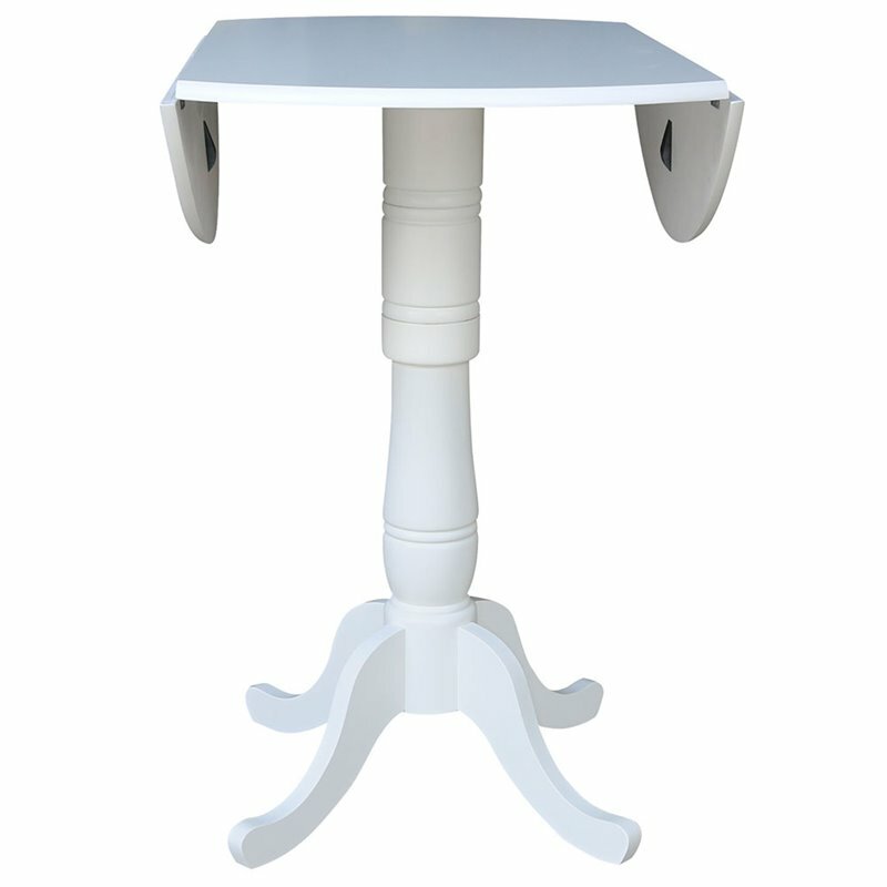 International Concepts Drop Leaf Bar Table in White