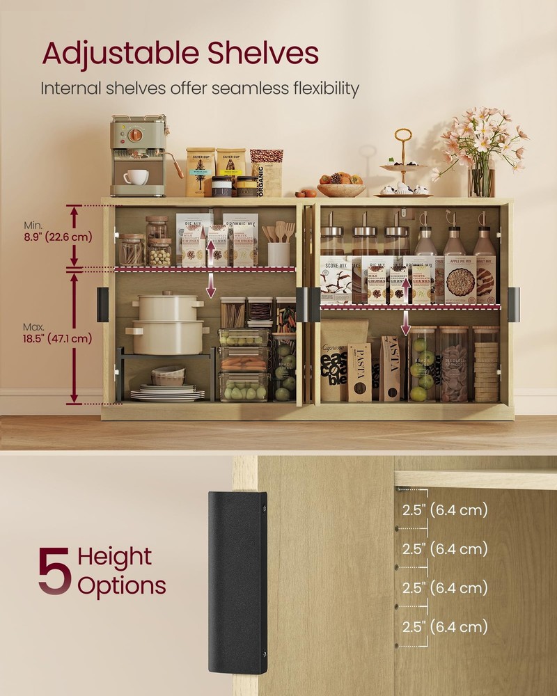 MAXE Collection - Buffet Cabinet, Fluted Console Cabinet, Sideboard with Adju...