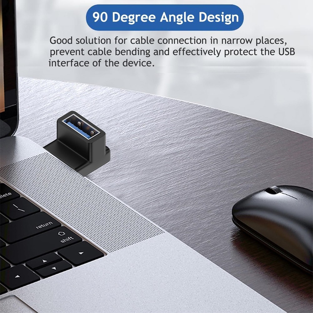 4-Pack USB 3.0 90 Degree Angle Connectors for Fast Charging & Data Transfer