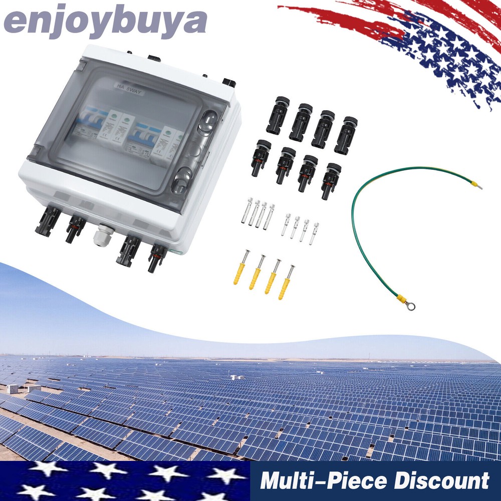 2 Strings Solar Combiner Box FIT Solar Panel Disconnect Switch Circuit Breaker