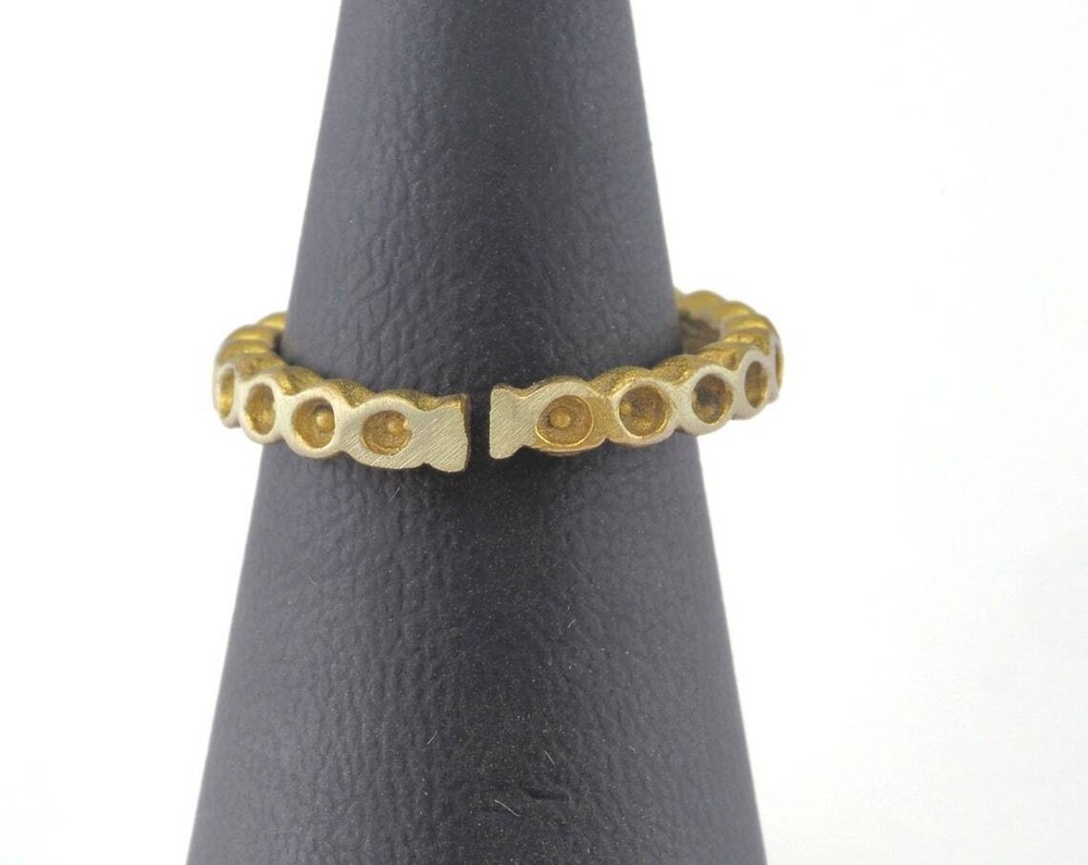 4 pcs Adjustable Ring Bezel-Loop Raw brass (16mm 5US inner size-Adjustable 2694