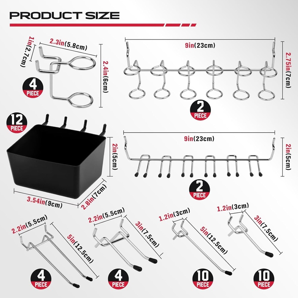 Pegboard Organizer Peg Board Hooks: 300-Piece Hooks for Tool Assortment Black