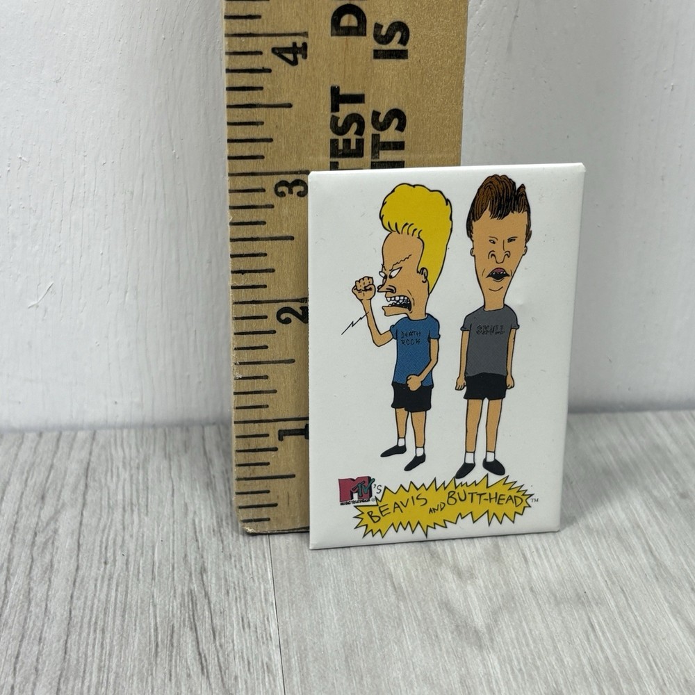 Beavis and Butt-head MTV 1993 Button Pin 3" Rectangle
