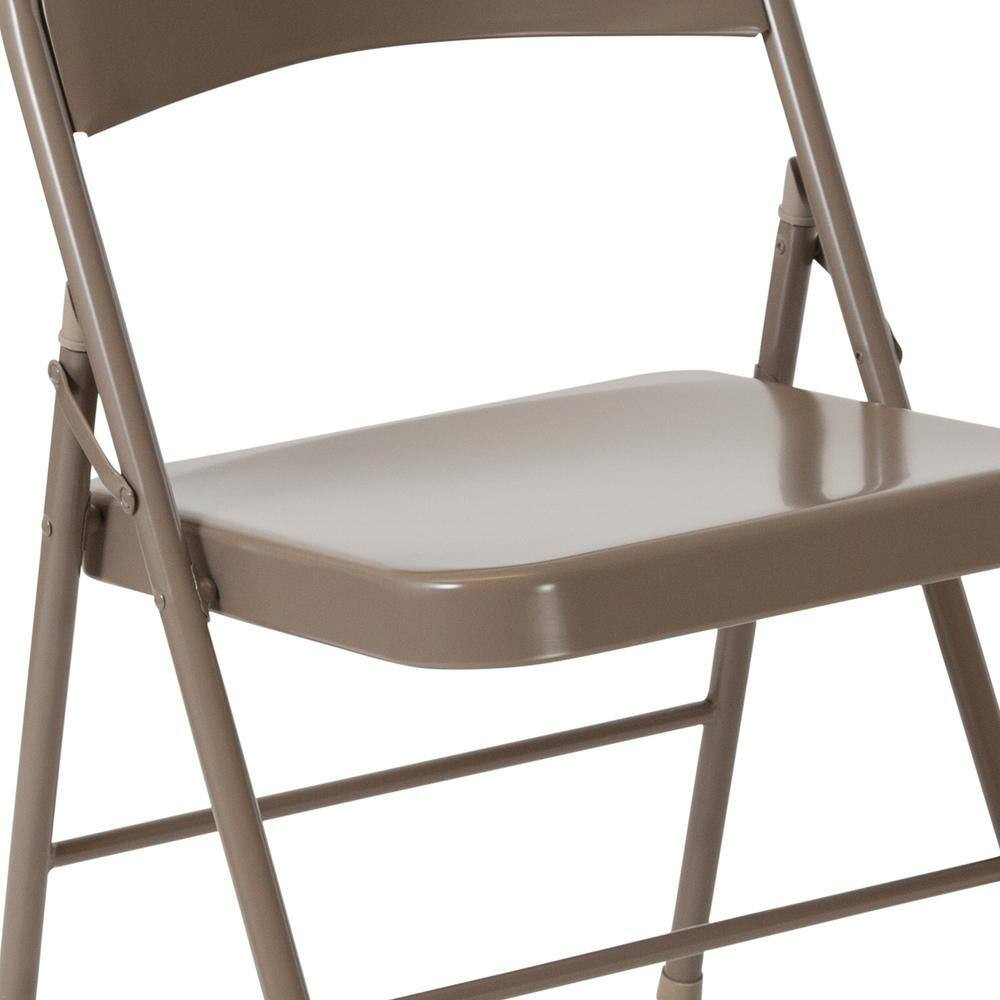 Beige Metal Folding Chair (4-Pack)