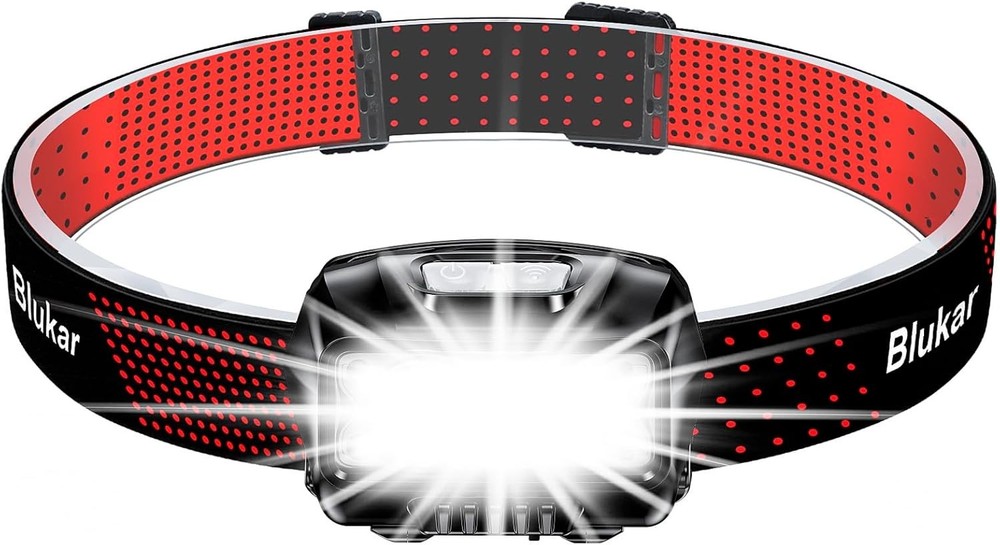 Dimmable LED Headlamp - 2000L, Rechargeable with Adjustable Beam & Motion Sensor