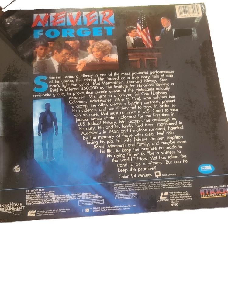 Never Forget Laserdisc 1991 NEW SEALED