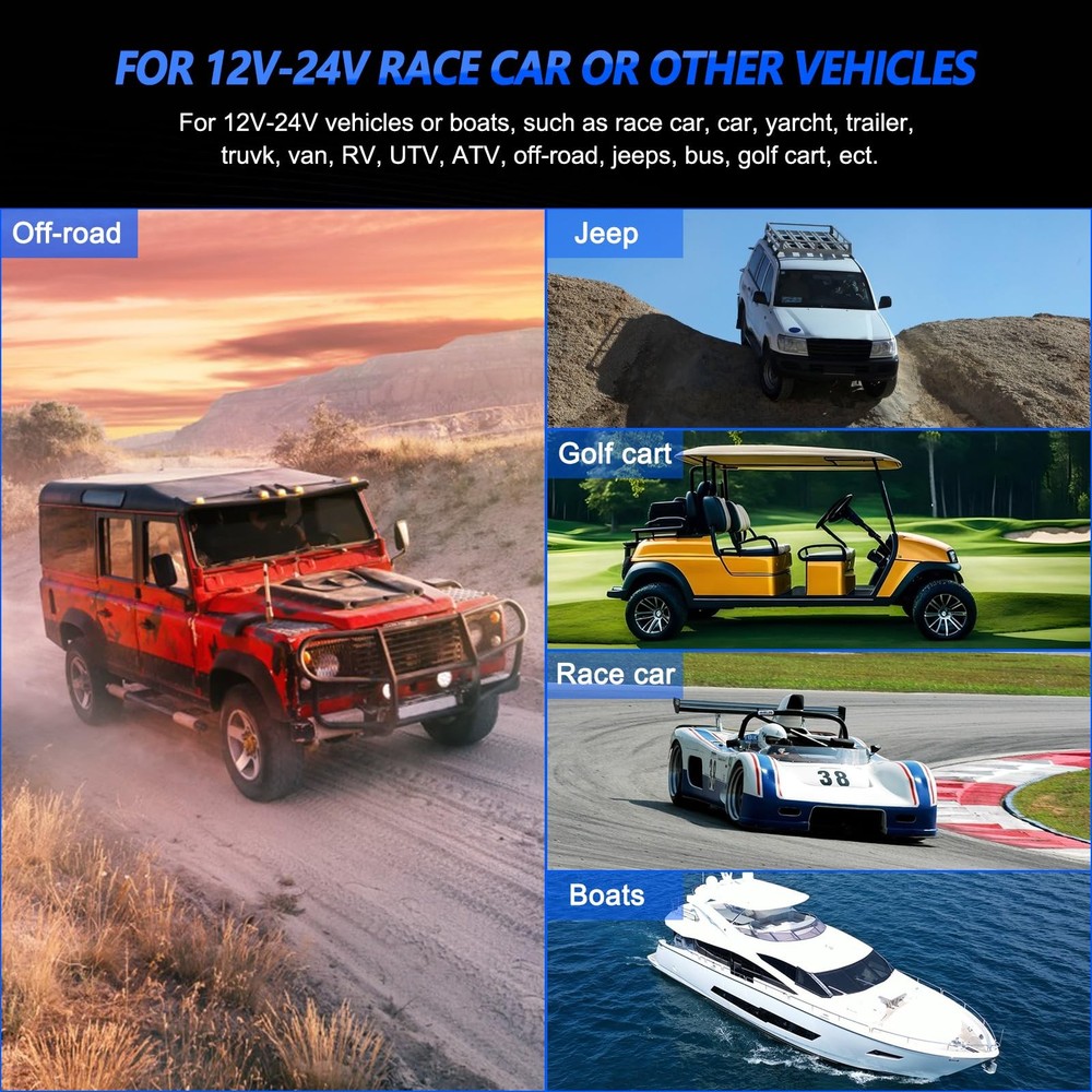 5in1 Ignition Switch Panel Engine Start Push Button Toggle 12V LED Carbon Fiber