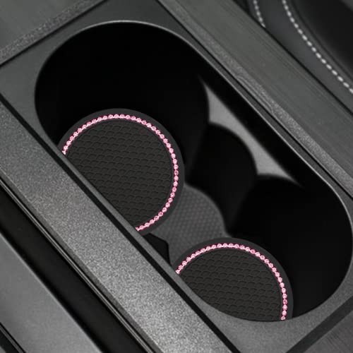 2PCS Bling Car Cup Coaster, Universal Holder Insert 2 Count Black and Pink
