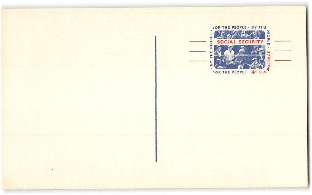 US #UX51 mint postal card, 4c Social Security