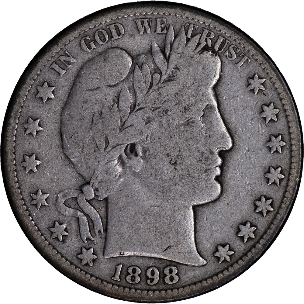 1898-S 50c Barber Half Dollar ~ Fine Details Cleaned