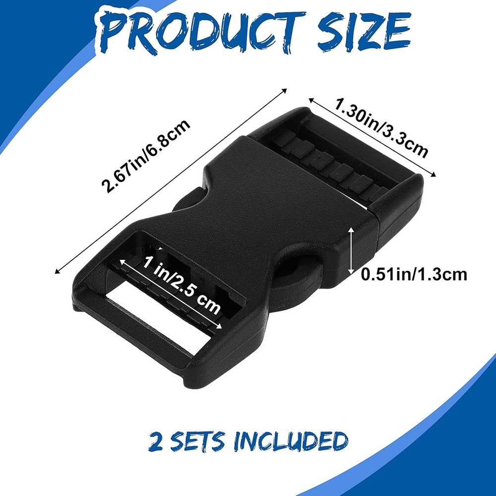 2 Pack 1" Buckle, Plastic Adjustable e-Shaped Buckle Snap Clips Clasps...
