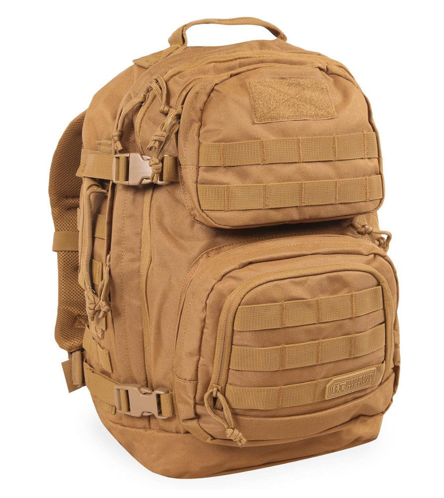 Highland Tactical Backpack Major Heavy Duty MOLLE WEB HOOK-LOOP, Tan