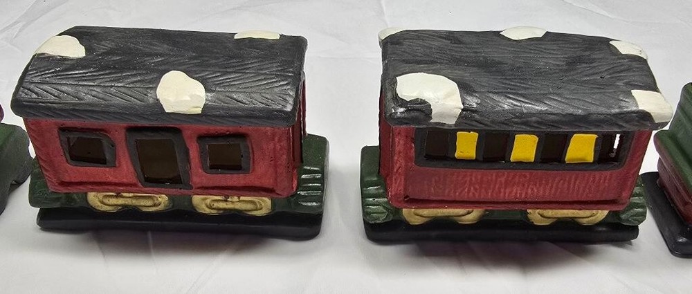 Vintage Ceramic 4 pc Christmas Train Decor