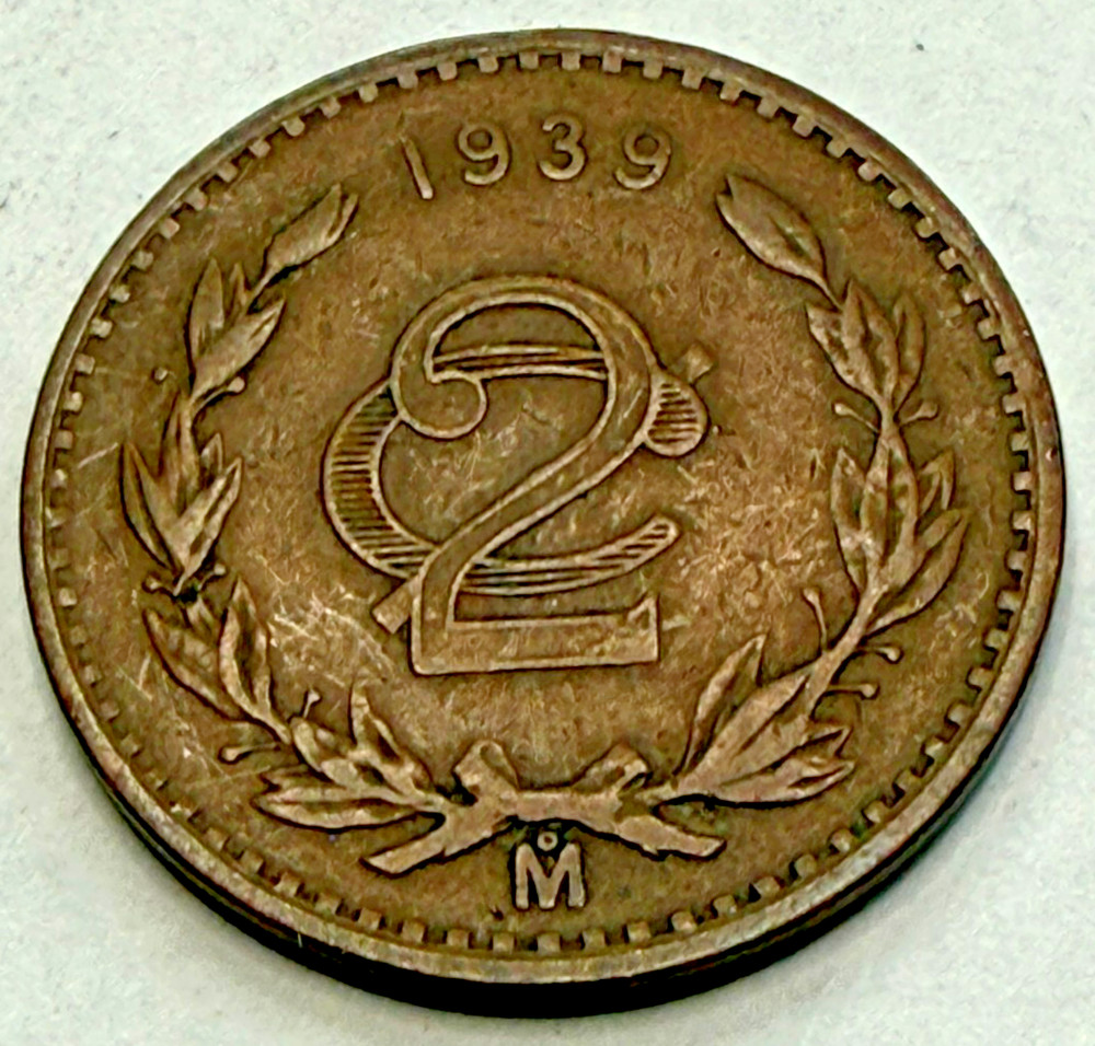 1939 Mexico 2 Centavos Foreign Coin