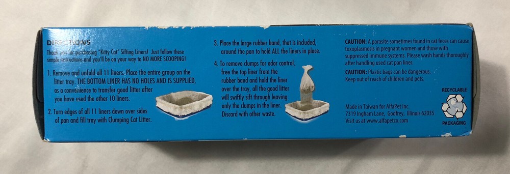 Alfapet Kitty Cat Sifting Pan Liners 10 Count Extra Giant Size 40" x 38" - New