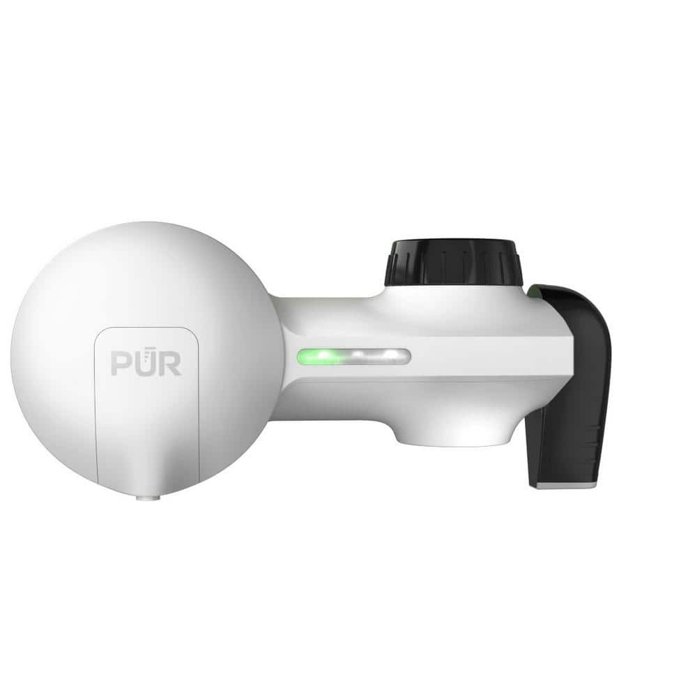 PUR Plus Horizontal Faucet Mount Water Filtration System in Matte White
