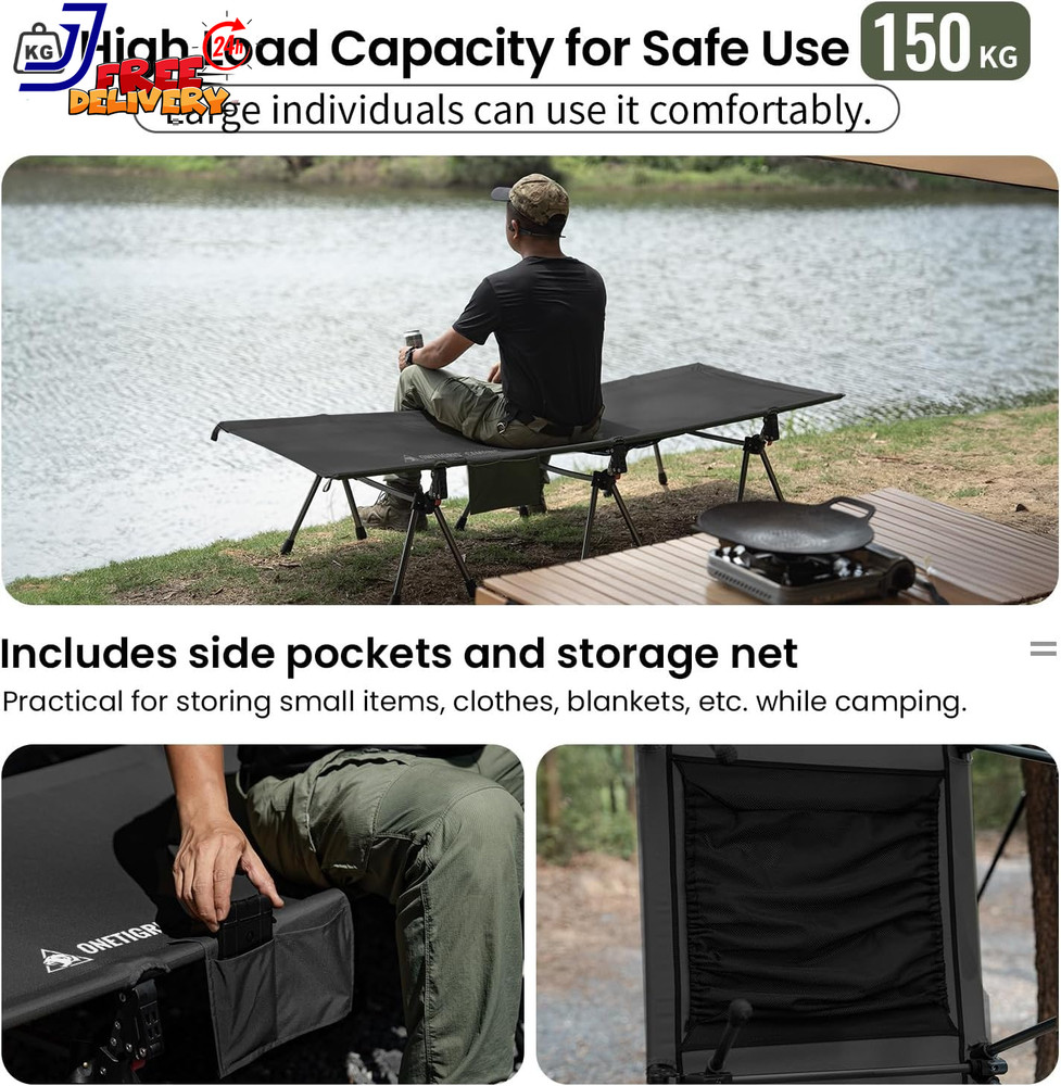 Adjustable Camping Cot 330Lbs Support Lightweight & Portable Bed
