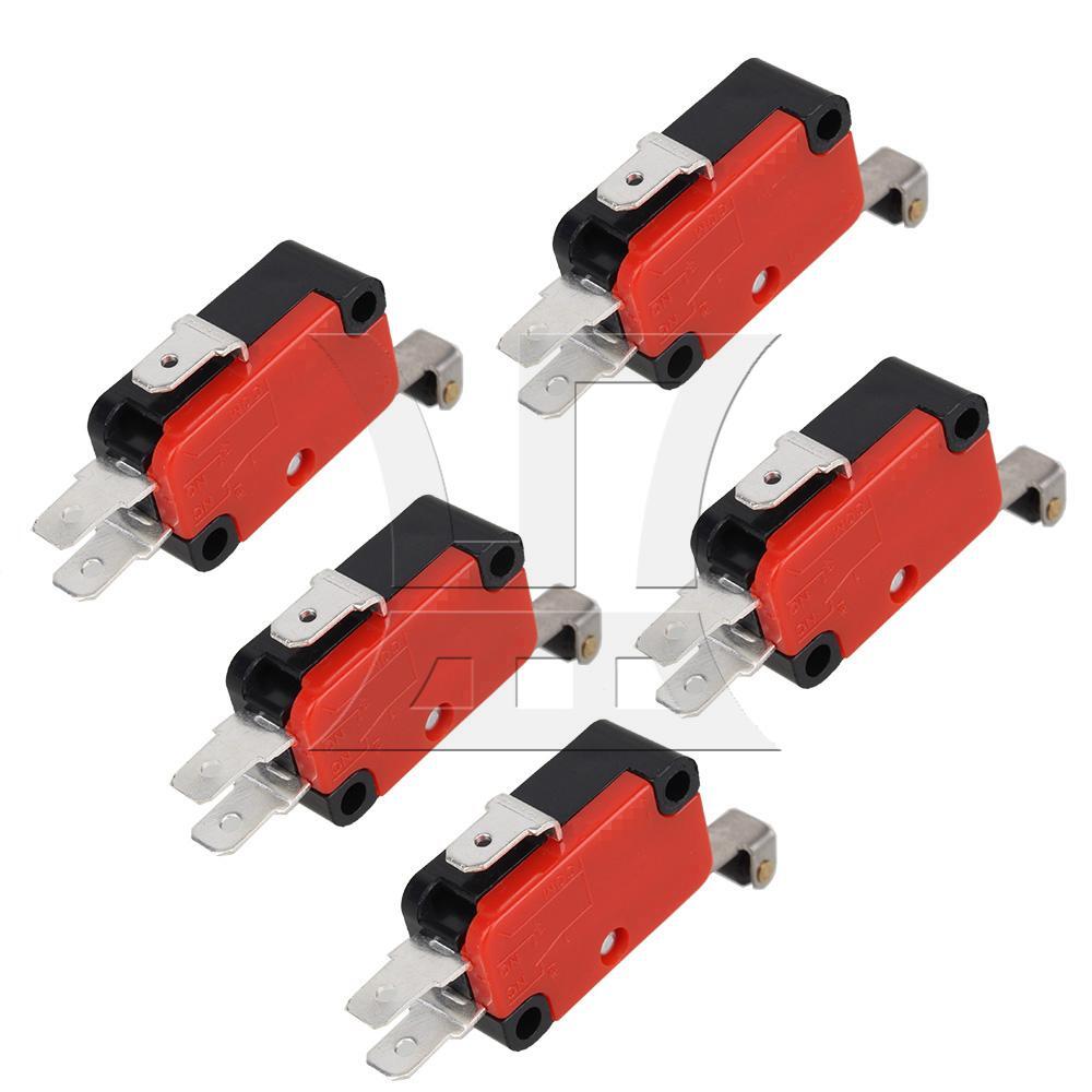 5pcs 220V 15A Micro Limit Switch 3 Foots Long Hinge Roller