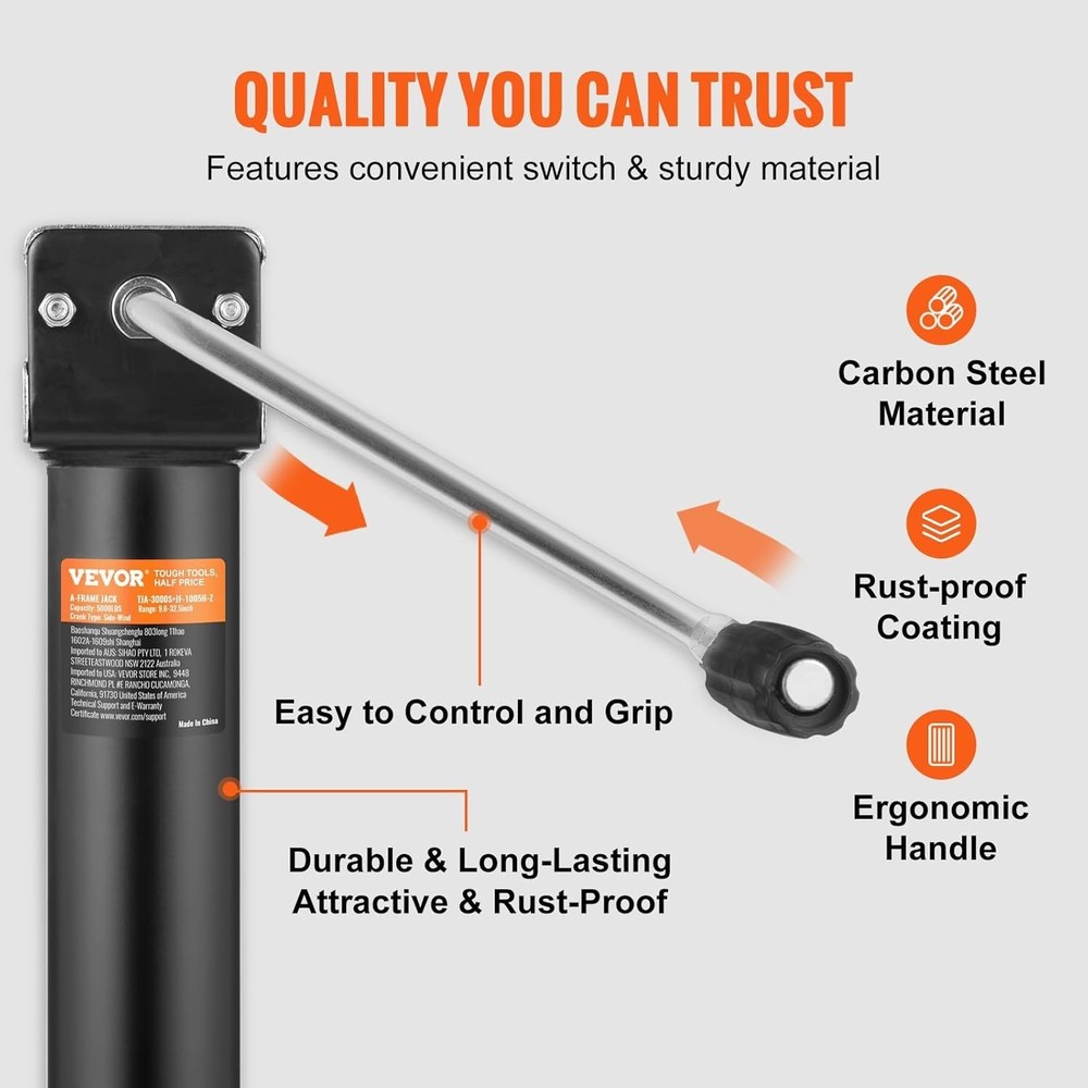 Trailer Jack A Frame Bolt on Trailer Tongue Jack 5000 lbs with Drop Leg