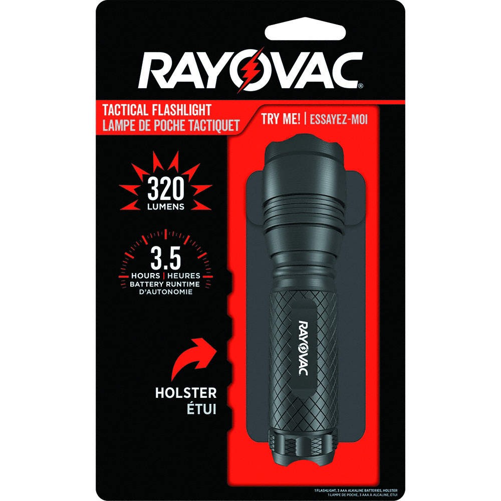 RAYOVAC  LED Flashlight,AAA Battery,Black 506M09