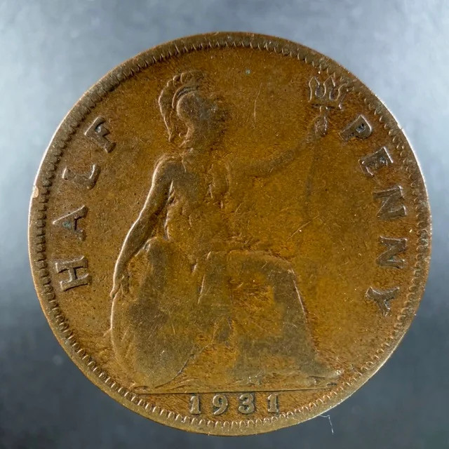 1931 Great Britain Half Penny Bold Design
