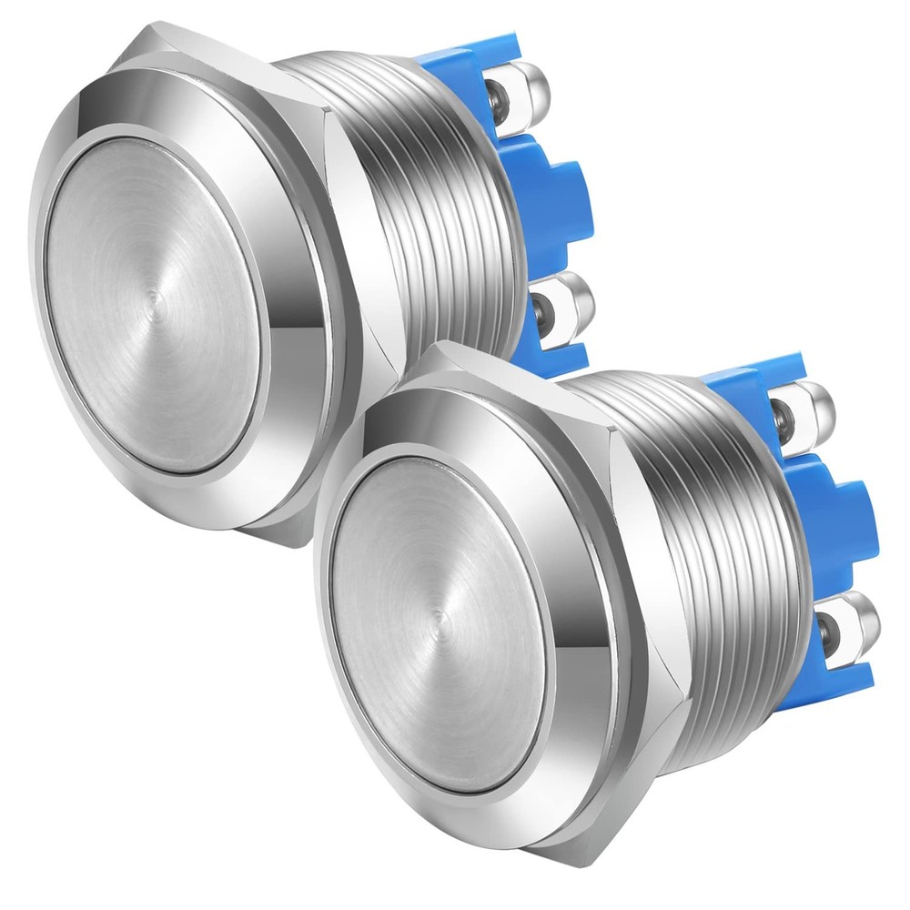 Gebildet 2pcs 22mm Latching Push Button Switch silver-E511