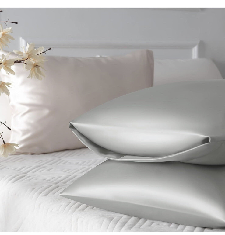 Cj&j Home Satin Pillow Case Set Silver/grey Color