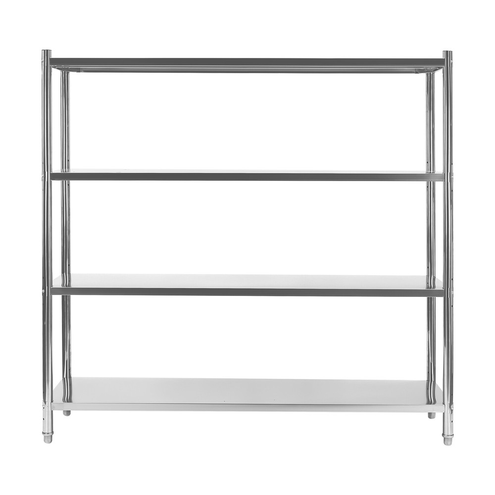 4 Tier Adjustable Shelf Storage, Stainless Steel Heavy Duty Shelving Silver