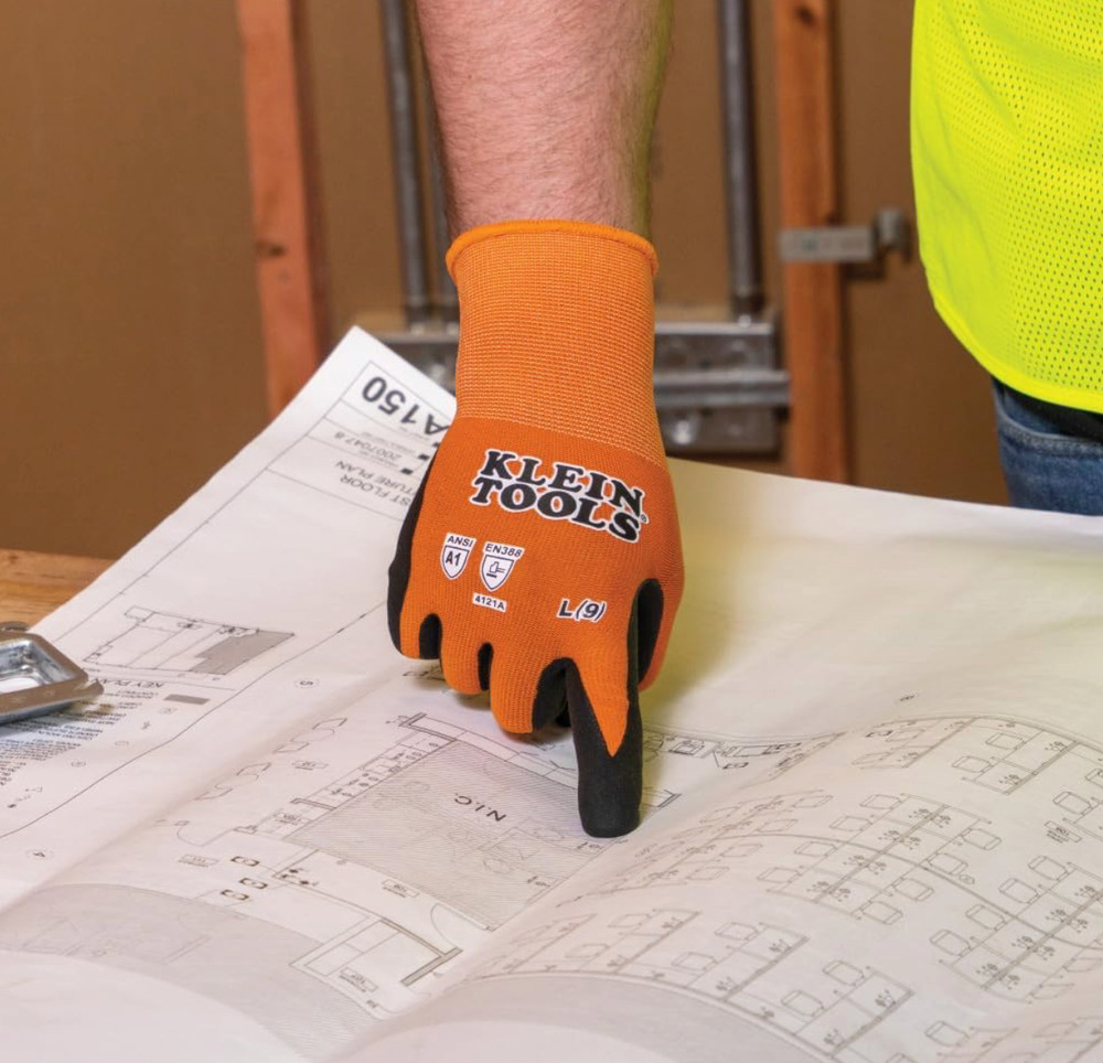 Klein Tools 60581 Work Gloves Large 2-Pair Cut Resistant ANSI A1 Nitrile Touchsc