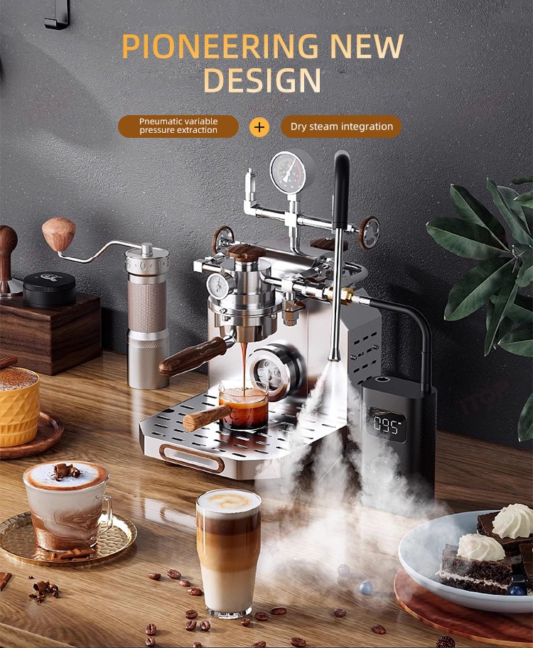 Pneumatic Coffee Maker 12 Bar Espresso Making Variable Pressure With PID