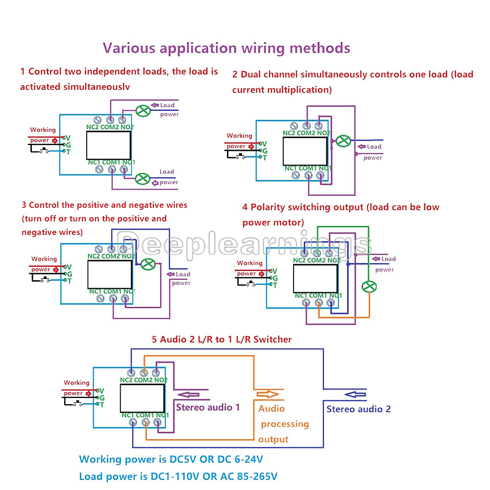 DC 5V or 6-24V Double Pole Double Throw DPDT Self-locking Bistable Relay Module