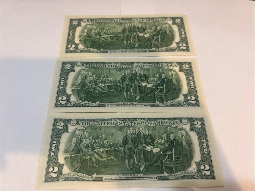 3 NEW Uncirculated $2 (Five) Dollar Bill Note USD BEP --2017
