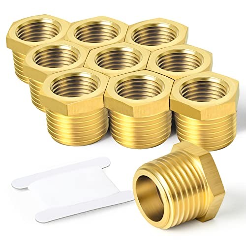 PCS Brass Reducer Hex Bushing Threaded Pipe Fitting 3/8" MNPT x 1/4" FNPT 10